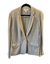 MAGASCHONI Blazer Jacket Womens Large Stretch Ponte Knit Gray Notch Lapel