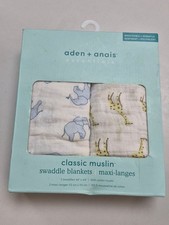 Aden  Anais Essentials Classic Muslin Swaddle Blankets 2-Pack 44"x44" 100 Cott