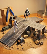 Set rampa industriale modulare e piattaforma scala 1:18 5 pezzi diorama figure 4 pollici