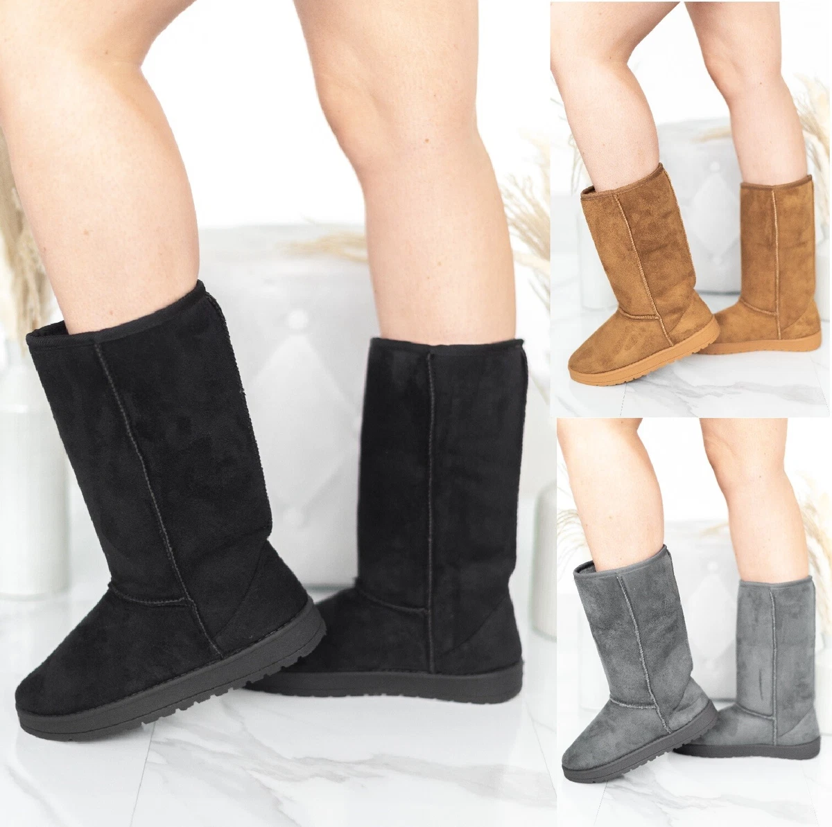 Mid calf shop fur boots