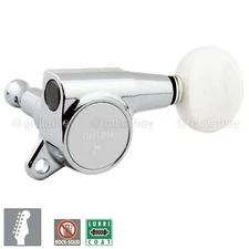 NEW Gotoh SG381-05P1 Tuning Keys 6-in-Line w/ OVAL PEARLOID Buttons Set - CHROME