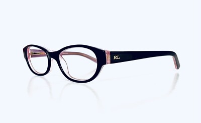 Ralph Lauren Girls 2 Tone Black & Clear Pink Oval Glasses Polo 44 15 125
