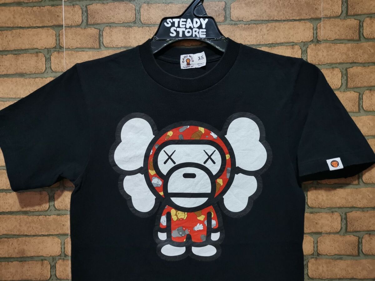 100% AUTH BAPE X KAWS BABY MILO BY BATHING APE T SHIRT XS MADE IN ...