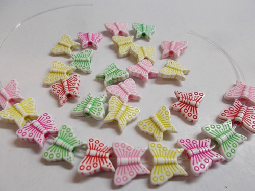 LOVELY ACRYLIC BUTTERFLY SPACER BEADS x 25 ( 14 mm ) JEWELLERY MAKING # 135 B - Picture 9 of 16