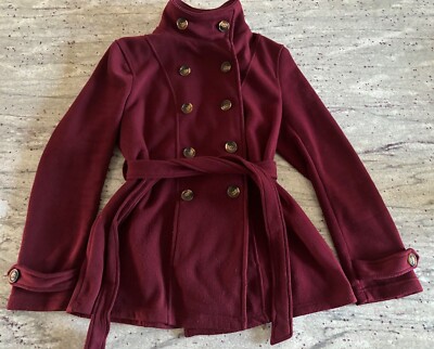 Forever 21 Women's Houndstooth Peacoat, Maroon M/L