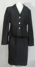 Christian Lacroix Black Blazer and Skirt Set With Irridescent Buttons Size 42