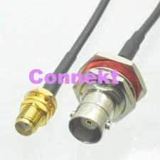 SMA female nut to BNC female bulkhead crimp RG174 cable jumper pigtail 15cm