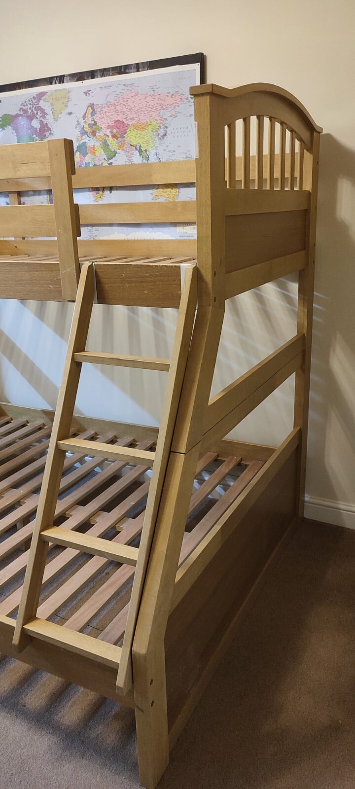 Triple Wooden Bunk Bed With Mattresses eBay