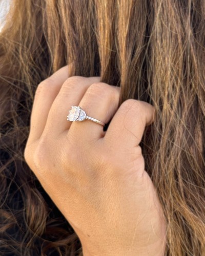 Kissen und Halbmond simulierter Diamant Verlobungsring 14K Weißgold 4,00ctw - Bild 12 von 17