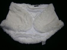 Marionat Cape Shawl Ivory Faux Fur Stole Jacket Wrap Wedding Formal Bridal NWT