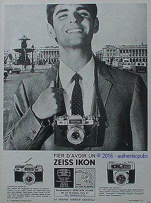 WERBUNG ZEISS IKON CONTAFLEX SUPER CONTESSA KAMERA VON 1966 FRANZÖSISCHE ANZEIGE