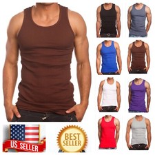 Men S-5XL Lot T-Shirt Tank Top 100 Cotton Wife Beater Slim Muscle Big Size Gym