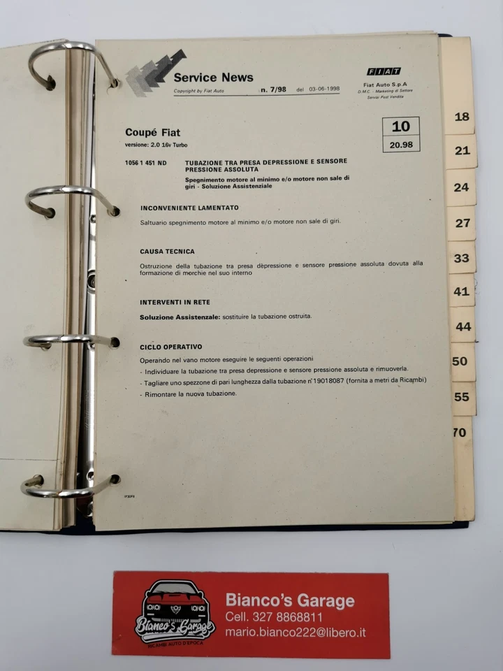 Manuale Fiat Coupè Informazioni del Servizio - Immagine 4 di 4