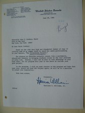 SIGNED letter DELAWARE Senator HARRISON WILLIAMS genuine VINTAGE to John Lindsay