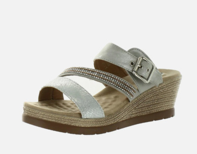 Good Choice Monika Women's Faux Leather Rhinestone Wedge Sandals Size 9.5