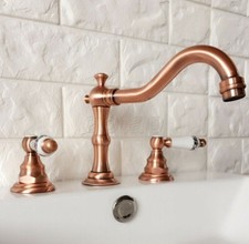 3Hole Widespread Bathroom Sink Faucet Red Copper 2-handle Vanity Basin Mixer Tap