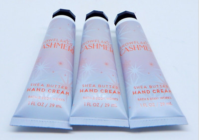 3 BATH & BODY WORKS SNOWFLAKES & CASHMERE SHEA BUTTER HAND CREAM 1oz NEW