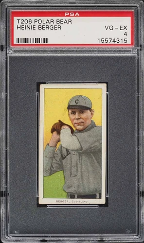 1909-11 T206 Heinie Berger Cleveland, POLAR BEAR PSA 4 VGEX