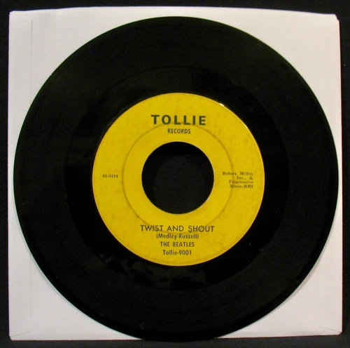 THE BEATLES-Twist And Shout+There's A Place-Rare "No Box" 45-TOLLIE #9001