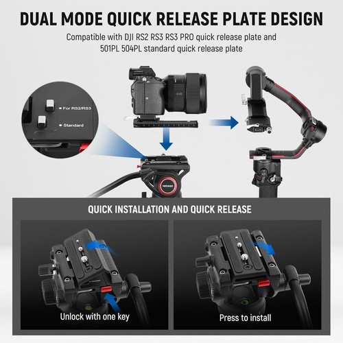 NEEWER TP74 74" Video Tripod with Adjustable Damping Fluid Head - DJI Compatible - Picture 9 of 11