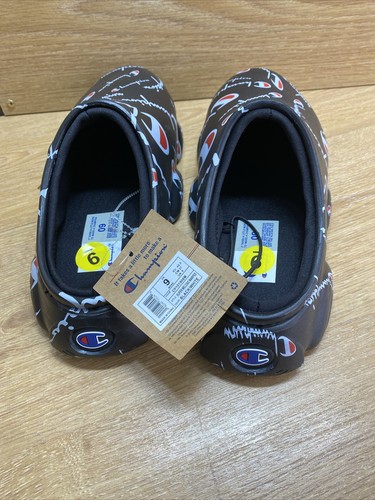 Champion Super Meloso Warped Slip On Logo Clogs Shoes Black Men's Size 9 - Picture 2 of 5