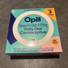 Opill Daily Oral Contraceptive, Strength, 3 Mont, 84 tabs Exp 12/2025