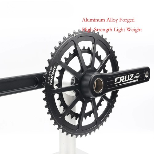  Road Bike Crankset 155-175mm Crank 50-34T/52-36T/53-39T Double Chainring  - Picture 2 of 26