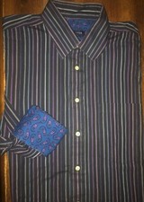Men's Ted Baker London Long Sleeve Striped Button Front Shirt Size 16 1/2 32-33
