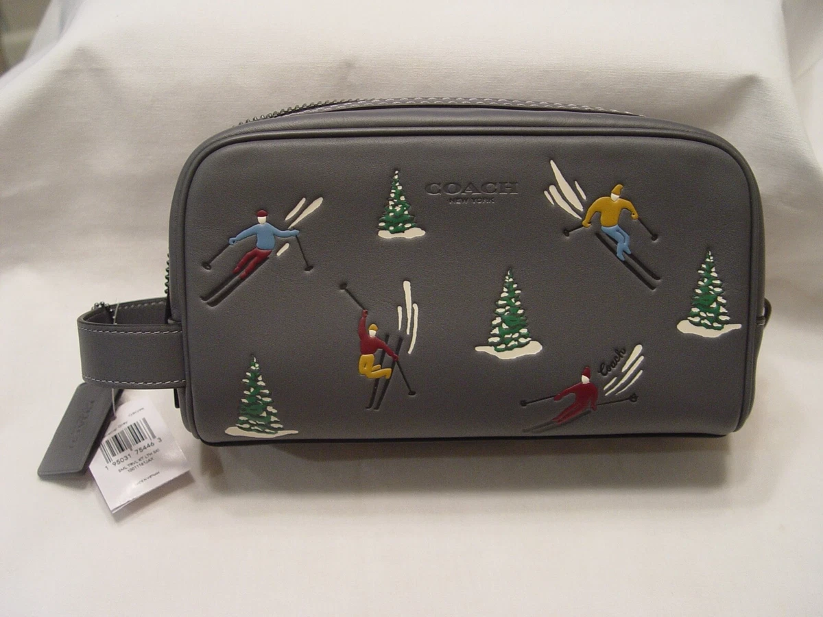 NWT Coach MEN s Leather Travel Kit With SKI SLOPE Print Awesome