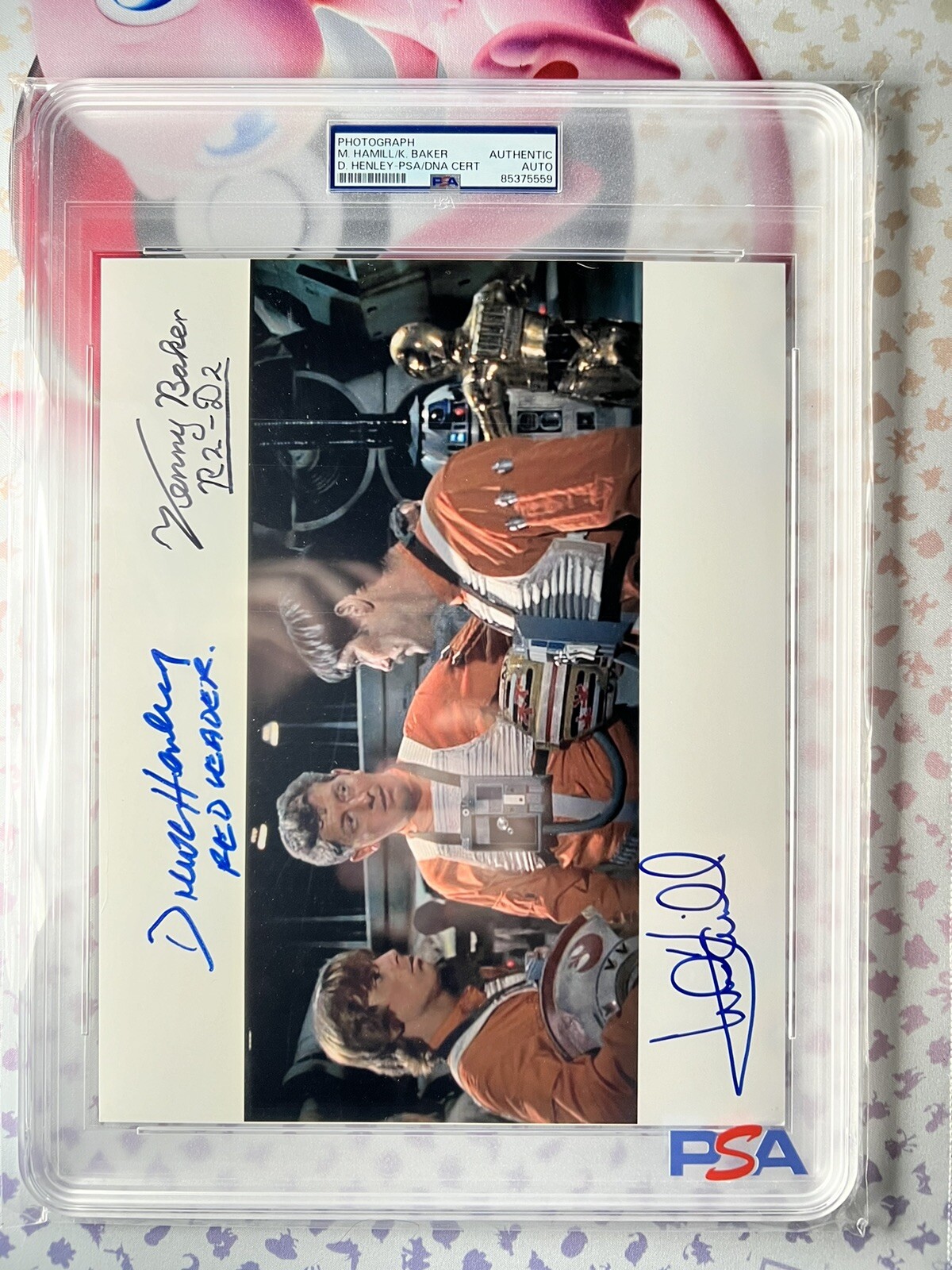 MARK HAMILL Autographed Signed , DREW HENLEY & KENNY BAKER 8x10 STAR WARS Photo PSA COA Slab 