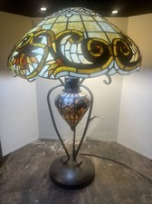Tiffany Style Victorian Theme Stained Glass Double Lit Table Accent Reading Lamp