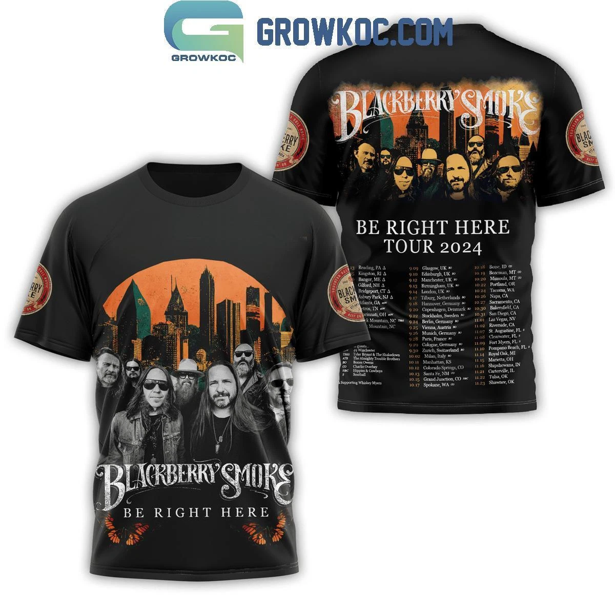 Blackberry Smoke Be Right Here Tour 2024 3D T-Shirt