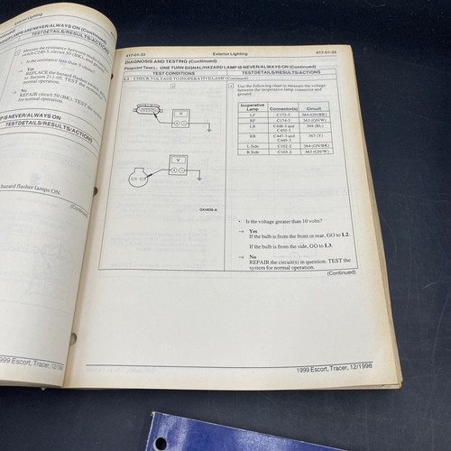 1999 FORD ESCORT TRACER VOL 1&2 WORKSHOP MANUAL ELECTRICAL WIRING DIAGRAM - Picture 7 of 24