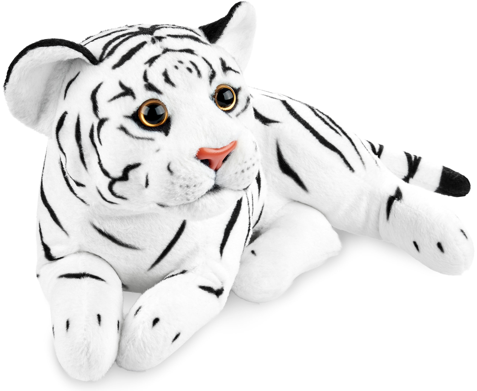 Bambola Tigre Peluche Animale 30 Cm Sdraiata Giocattolo Regalo Bambini Morbido foto 5