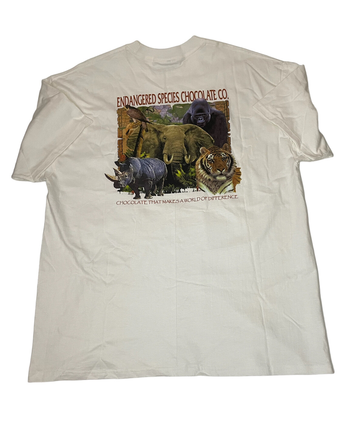 Vtg Endangered Species Chocolate Co Mens White T Shirt XL Hanes Safari Bar NWOT