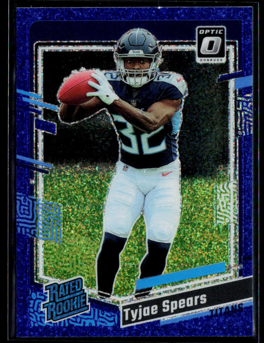 2023 Donruss Optic #297 Tyjae Spears Blue Glitter Rookie