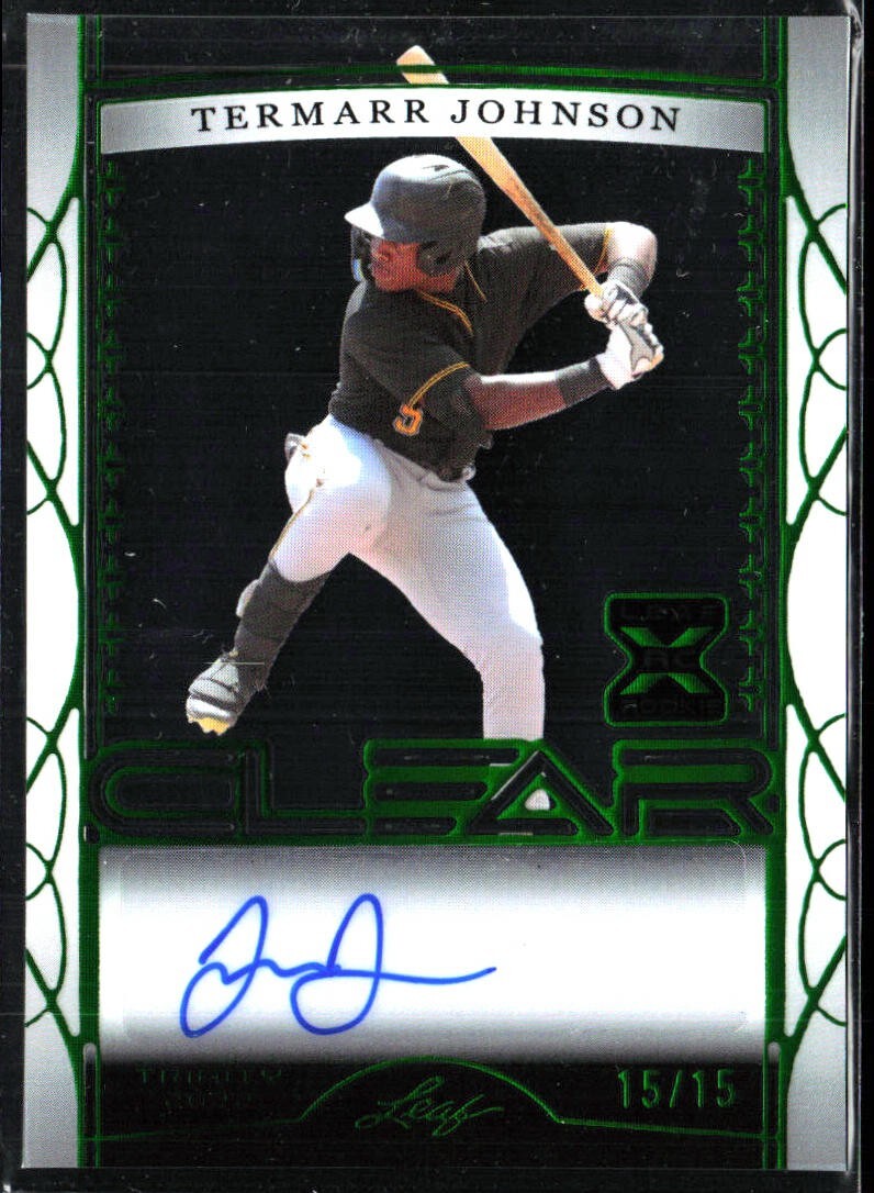 TERMARR JOHNSON 2022 Leaf Trinity RARE CLEAR Green Rookie AUTO 15/15 PIRATES XRC