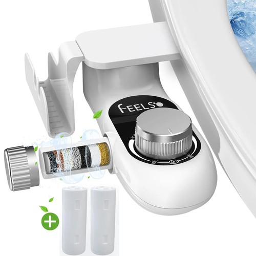 Bidet Fresh Water Spray Kit Non-Electric Toilet Seat Attachment with Dual Nozzle