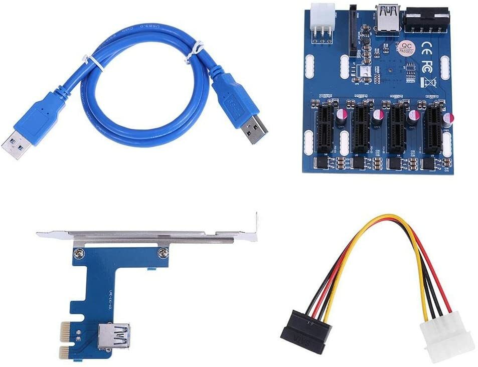 PCI-E à 4 PCI-E 1x Slot Extender Kit de Riser pour Upgrade de PC de Bureau