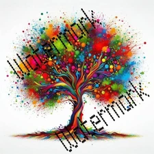 Digital Download Color Tree Image Photo Wallpaper Desktop Background AI Art