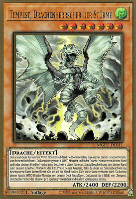 YuGiOh Tempest, Drachenherrscher der Stürme MGED-DE011 Premium Gold Rare 1.Aufl.