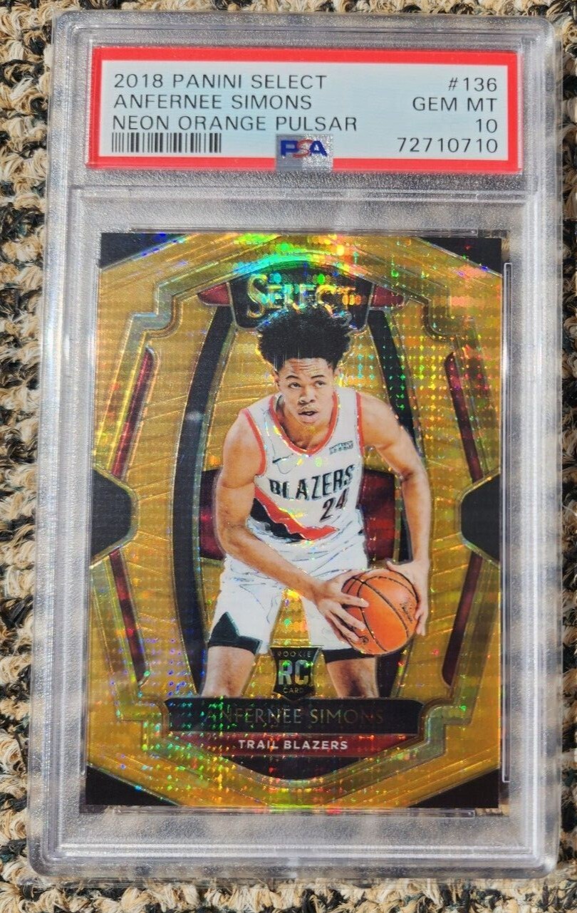 2018-19 Select PSA 10 Orange Pulsar Prizm #136 Anfernee Simons RC /13 FOTL