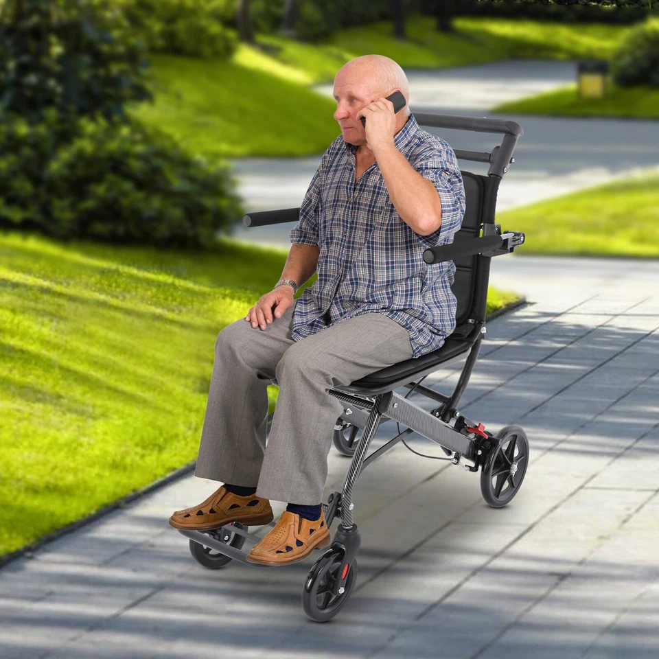 Silla de ruedas de transporte plegable con bolsa de almacenamiento silla de ruedas de viaje portátil Foto 2 de 4