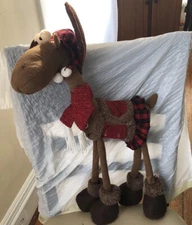 Long Legged Moose Decorative 20” Red Plaid Outfit