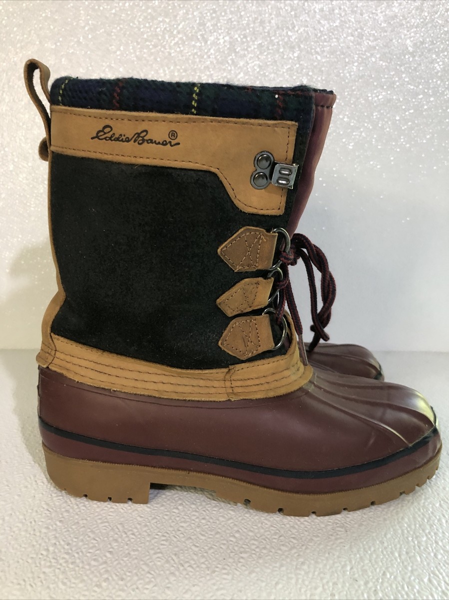 Eddie Bauer Women's Duck Boots Sz 8M Brown Leather Waterproof
