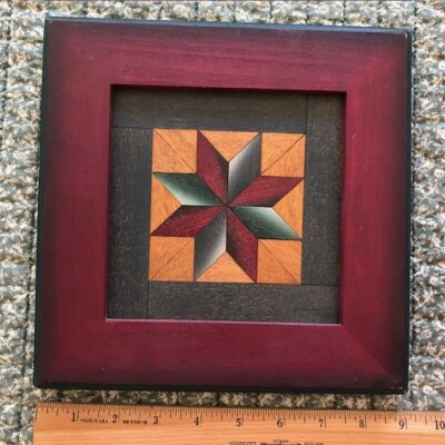 wood parquetry - gorgeous quilt block, hand painted, made in Arkansas