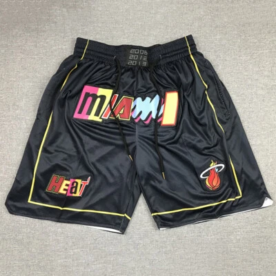 BASKETBALL-SHORTS Neu Miami Heat Basketball Shorts Stitched City Edition Schwarz/Rosa S-2XL