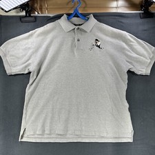 Looney Tunes Shirt Mens Medium Beige Vintage Polo Taz 90s Golf Tazmanian Devil