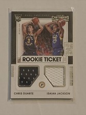 2021-2022 CONTENDERS ROOKIE TICKET DUAL SWATCHES CHRIS DUARTE/ISAIAH JACKSON