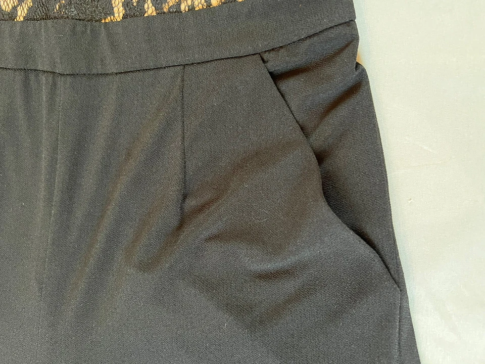 Женский комбинезон Karen Kane черный эластичный с v-образным вырезом кружевной лиф с широкими штанинами размер S - Изображение 4 из 4